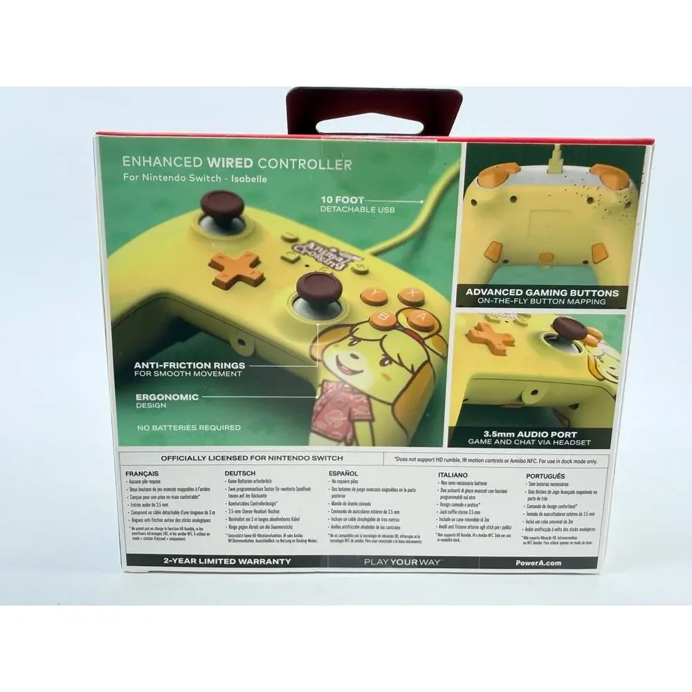 PowerA Animal Crossing Isabelle Enhanced Wired Controller Nintendo Switch New